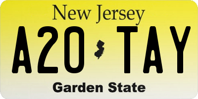 NJ license plate A20TAY