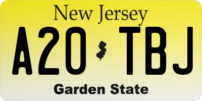 NJ license plate A20TBJ