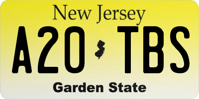 NJ license plate A20TBS