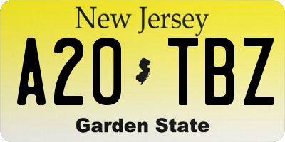NJ license plate A20TBZ