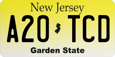 NJ license plate A20TCD