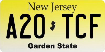NJ license plate A20TCF