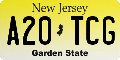 NJ license plate A20TCG
