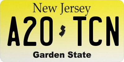 NJ license plate A20TCN
