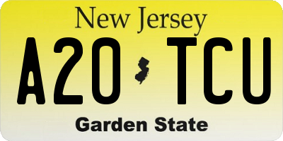 NJ license plate A20TCU