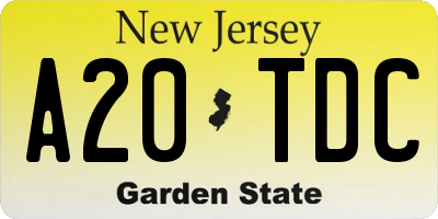 NJ license plate A20TDC