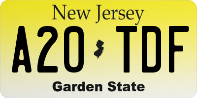 NJ license plate A20TDF