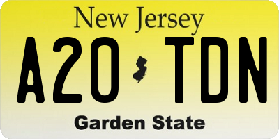 NJ license plate A20TDN