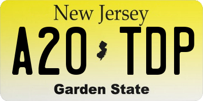 NJ license plate A20TDP