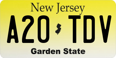 NJ license plate A20TDV