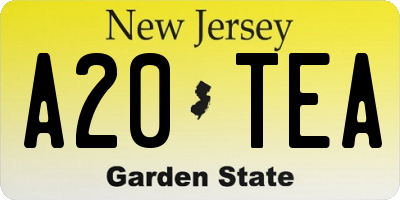 NJ license plate A20TEA