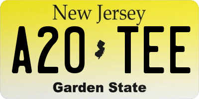 NJ license plate A20TEE