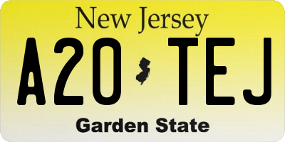 NJ license plate A20TEJ