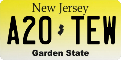 NJ license plate A20TEW