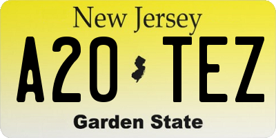 NJ license plate A20TEZ