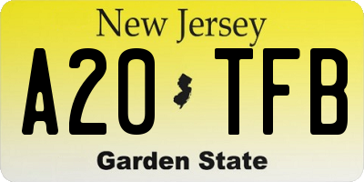 NJ license plate A20TFB