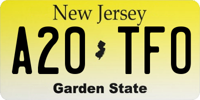 NJ license plate A20TFO