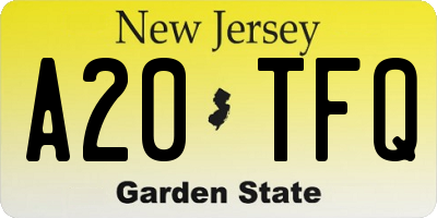 NJ license plate A20TFQ