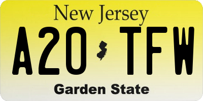 NJ license plate A20TFW