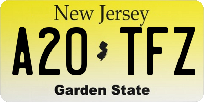 NJ license plate A20TFZ