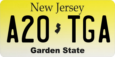 NJ license plate A20TGA