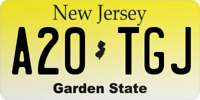NJ license plate A20TGJ