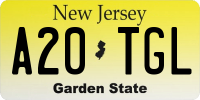 NJ license plate A20TGL