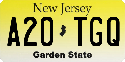 NJ license plate A20TGQ