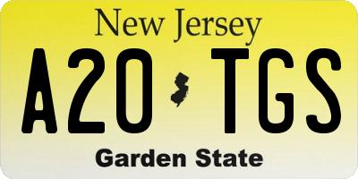 NJ license plate A20TGS