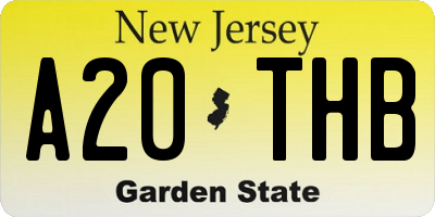 NJ license plate A20THB