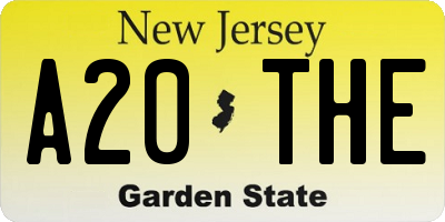 NJ license plate A20THE