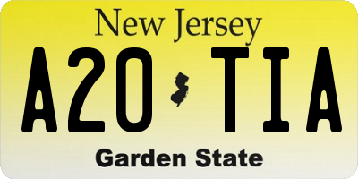 NJ license plate A20TIA