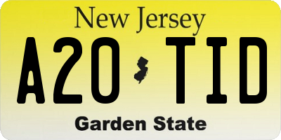NJ license plate A20TID