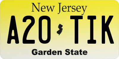 NJ license plate A20TIK