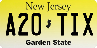 NJ license plate A20TIX