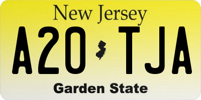 NJ license plate A20TJA