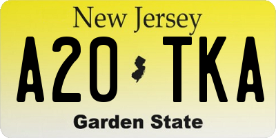 NJ license plate A20TKA
