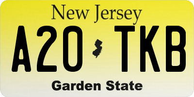 NJ license plate A20TKB