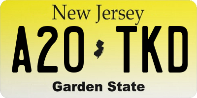 NJ license plate A20TKD