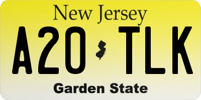 NJ license plate A20TLK