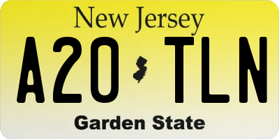 NJ license plate A20TLN