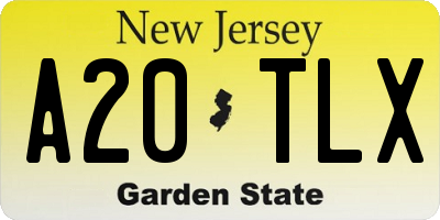 NJ license plate A20TLX