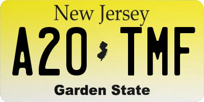 NJ license plate A20TMF