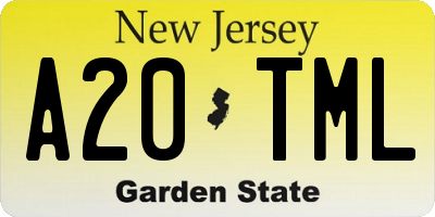 NJ license plate A20TML