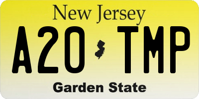 NJ license plate A20TMP