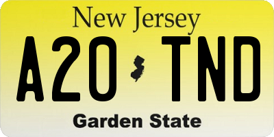 NJ license plate A20TND