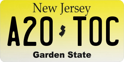 NJ license plate A20TOC