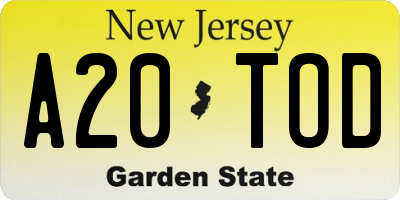 NJ license plate A20TOD