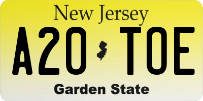 NJ license plate A20TOE