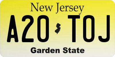 NJ license plate A20TOJ